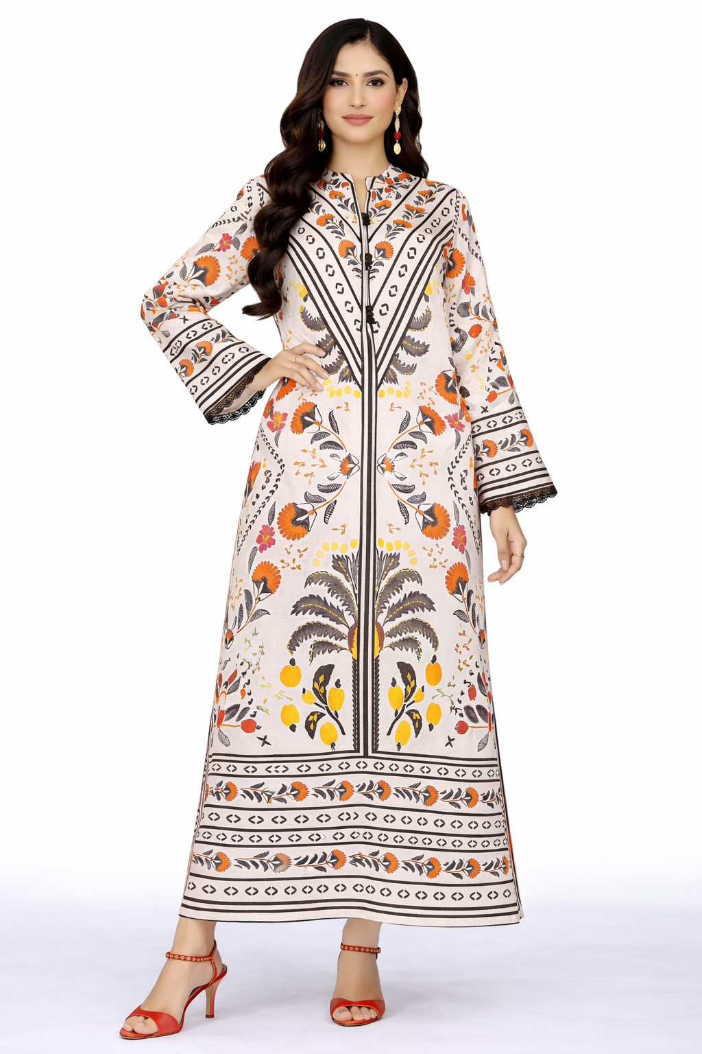 Blush Pink Printed Long Dress for Women