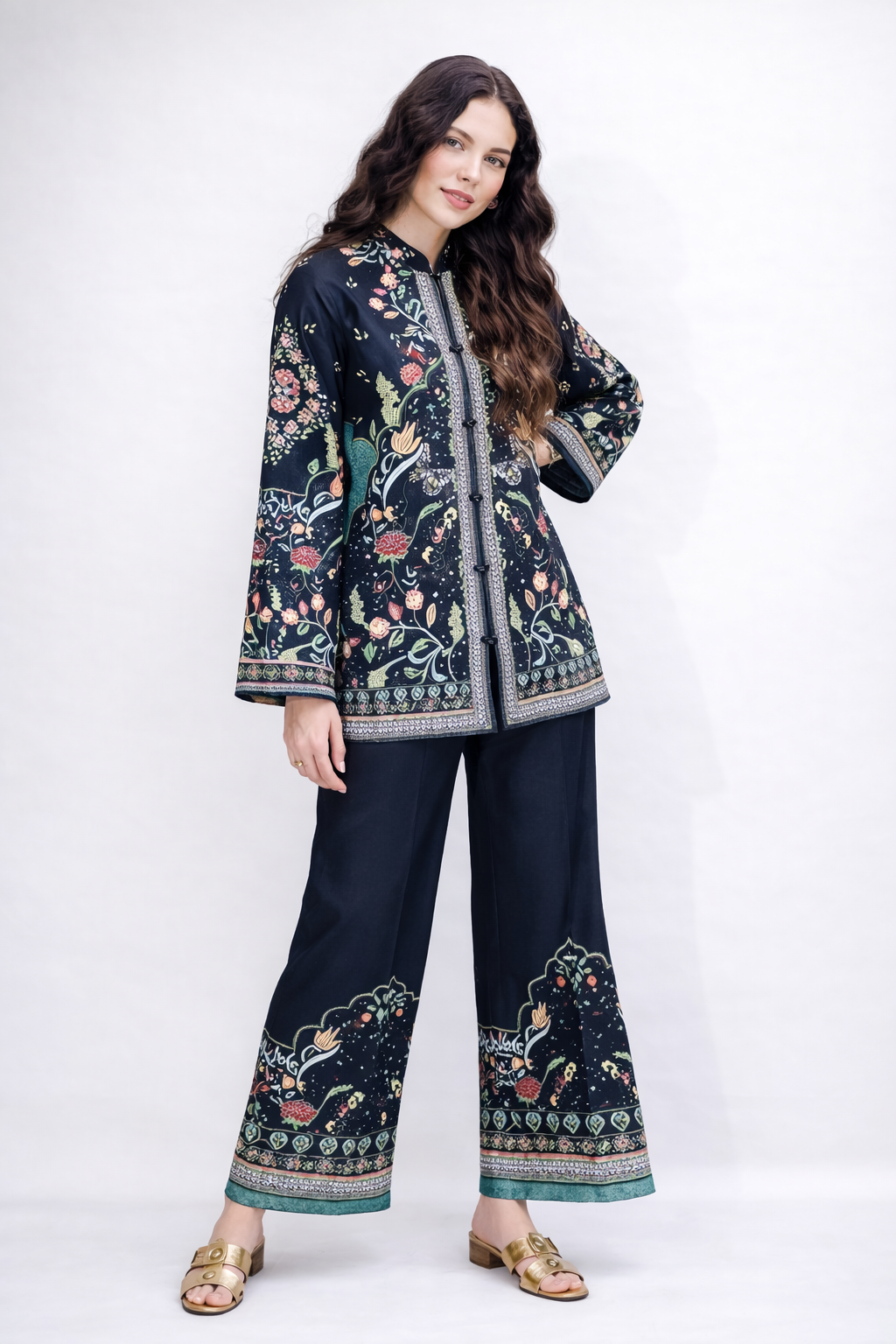 Black Floral Printed 2-Piece Premium Lawn Co-Ord Set